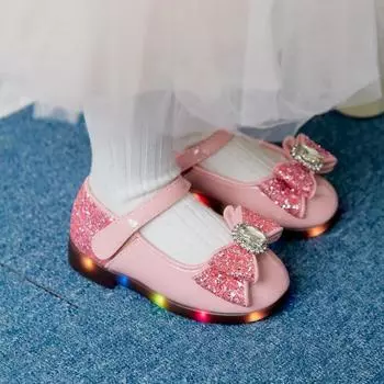 Детские туфли на плоской подошве со светодиодной подсветкой для девочек Baby Jam, розовые-Y878 150