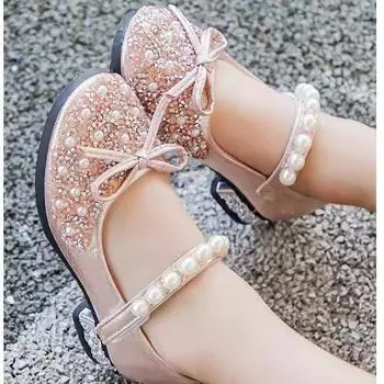 Детские туфли на высоком каблуке, туфли принцессы для девочек, осенняя новая детская обувь, модная обувь для танцев 26 розовый