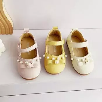 Детские туфли принцессы с бусинами и бантом для девочек. Школьная обувь. Детские туфли на низком каблуке. 25