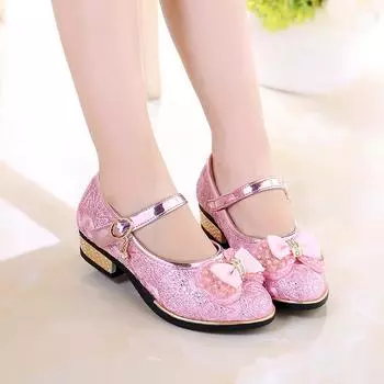 Детские туфли с бантом, кожаные туфли для девочек-студенток 26