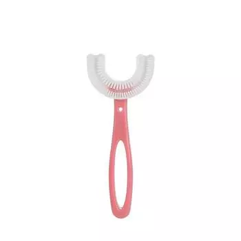 Детские U-образные зубные щетки, щетки для чистки зубов с силиконовой ручкой, детские зубные щетки для детей 2-12 лет, уход за полостью рта 2-6T розовый