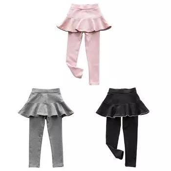 Детские юбки для девочек, леггинсы, однотонные брюки с рюшами 140