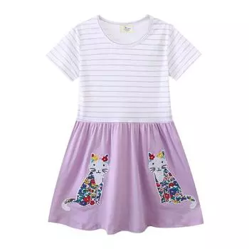 Детские юбки, летняя одежда, новые европейские и американские трикотажные платья с короткими рукавами для девочек для маленьких и средних детей. 90CM
