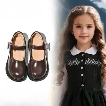 детские ученические кожаные туфли, одинарные туфли для детей 26 чёрный