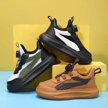 Детские удобные кроссовки для бега Four Seasons, трендовая обувь для мальчиков и девочек, повседневная дышащая спортивная обувь для спортзала 29 чёрный/белый