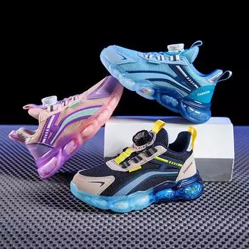 Детские удобные кроссовки для бега Four Seasons, трендовая обувь для мальчиков и девочек, повседневная дышащая спортивная обувь для спортзала 28 синий