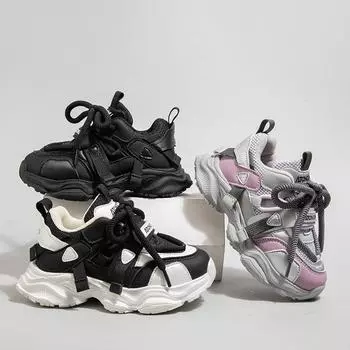 Детские удобные кроссовки для бега Four Seasons, трендовая обувь для мальчиков и девочек, повседневная дышащая спортивная обувь для спортзала 26 белый