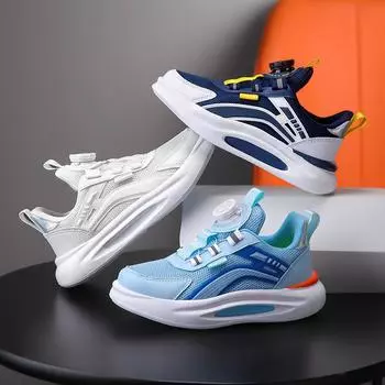 Детские удобные кроссовки для бега Four Seasons, трендовая обувь для мальчиков и девочек, повседневная дышащая спортивная обувь для спортзала 28 синий