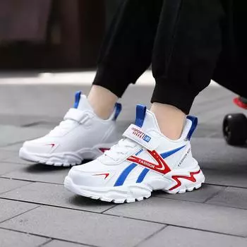 Детские удобные кроссовки для бега Four Seasons, трендовая обувь для мальчиков и девочек, повседневная дышащая спортивная обувь для спортзала 28 белый