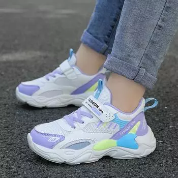 Детские удобные кроссовки для бега Four Seasons, трендовая обувь для мальчиков и девочек, повседневная дышащая спортивная обувь для спортзала 28 синий