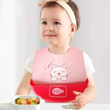 Детские ультратонкие силиконовые нагрудники, детские трехмерные водонепроницаемые моющиеся нагрудники с рисунком риса, детское портативное полотенце с мультяшным принтом синий