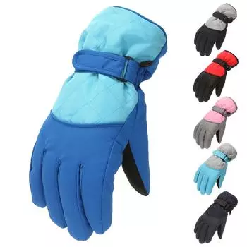 Детские уличные лыжные перчатки, велосипедные перчатки, зимние теплые перчатки для альпинизма, водонепроницаемые L чёрный