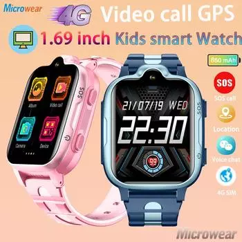 Детские умные часы 4 г, 1,69 дюйма, GPS-трекер, Sos Hd, видеовызов, сенсорный экран, умные часы, водонепроницаемые детские часы с обратным вызовом