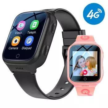 Детские умные часы 4G, Wi-Fi, GPS, LBS-трекер, SOS, видеозвонки, детские умные часы, 1000 мАч, IP67, водонепроницаемые часы-телефон для мальчиков и девочек Asia version чёрный