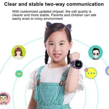 Детские умные часы для девочек и мальчиков, умные часы для детей от 4 до 12 лет, обучающая игра с камерой для интеллекта и микрочата. чёрный