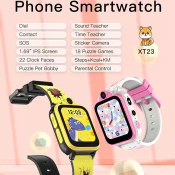 Детские умные часы для ответа на звонок, 18 игр, двойная камера, фонарик, шагомер, видео MP3-будильник, детские цифровые часы для девочек и мальчиков розовый