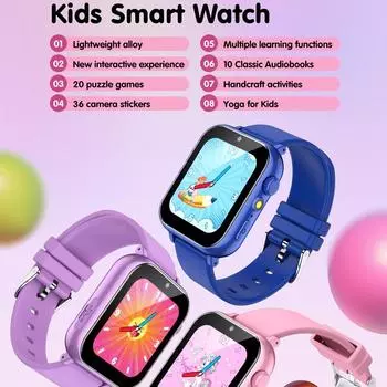 Детские умные часы с камерами 12/24H Фонарик Шагомер Видео Фонарик MP3 Будильник 20 игр Детские цифровые часы для девочек и мальчиков Подарки розовый