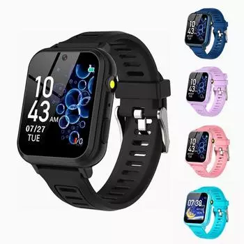 Детские умные часы-шагомер с 24 играми-головоломками HD с сенсорным экраном, камерой, музыкальным плеером, калькулятором, фонариком, Рождественский подарок для мальчиков и девочек 4-12 лет чёрный