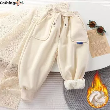 Детские утепленные зимние повседневные брюки Детские утепленные спортивные брюки зимние длинные брюки 1-12 лет 4Y/110cm зелёный