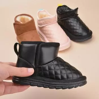 Детские утепленные зимние сапоги с бархатным верхом, короткие сапоги для малышей 22