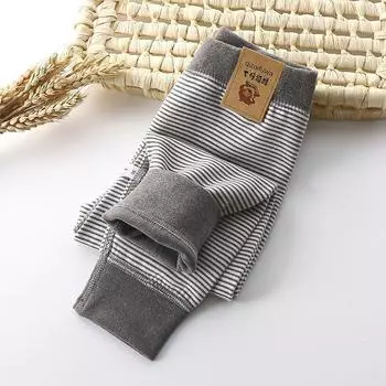 Детские утягивающие штаны, полосатые детские штаны для осени и зимы, утепленные штаны для детей среднего и большого размера из утолщенного бархата и шелка без косточек 90