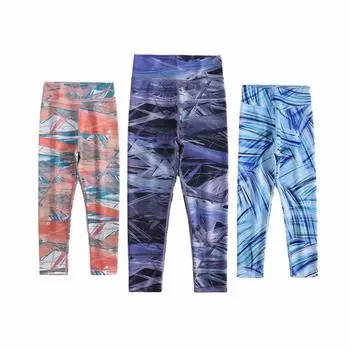 Детские узкие штаны для девочек, леггинсы с мраморным узором, детские спортивные штаны, штаны для йоги 110