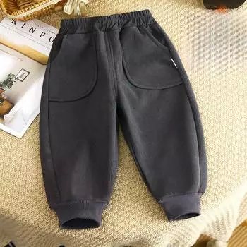 Детские вельветовые брюки Зимняя одежда Мальчиковые утепленные детские теплые брюки Девочковые брюки Спортивные брюки Детские брюки Оптом 80cm чёрный