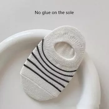 Детские весенние носки-следки, детские хлопковые дышащие короткие носки белого цвета с мультяшным принтом животных, противоскользящие напольные носки для новорожденных S for 0-1Years