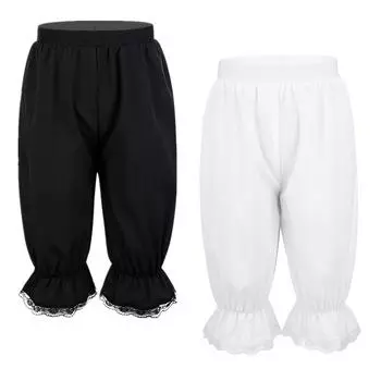 Детские викторианские панталоны для девочек, карнавальный костюм, однотонные свободные шаровары с кружевной отделкой для танцев 3-4 Years белый