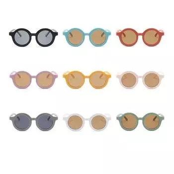 Детские винтажные солнцезащитные очки для мальчиков, детские круглые очки в форме медведя для девочек, защита UV400, мультяшные, классические, милые, ручная работа 1