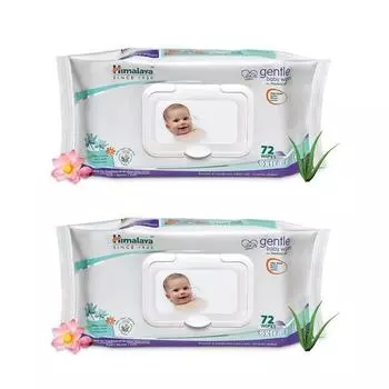 Детские влажные салфетки Himalaya Gentle (72Салфетки по 2 пачки)