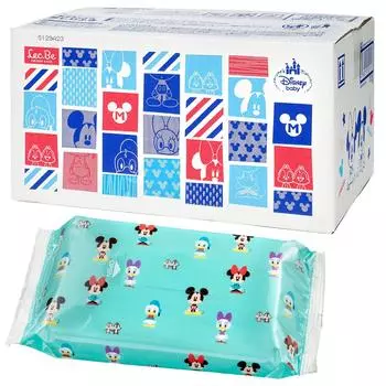 Детские влажные салфетки LEC Disney pure water 80 шт x 20 шт., изготовлены в Японии на 99% (Микки и друзья) Без добавок, кислотный,