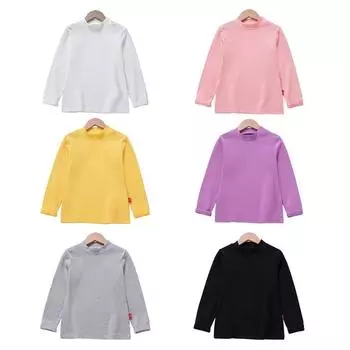 Детские водолазки с длинными рукавами для детей от 2 до 12 лет, детская однотонная майка, пуловер, рубашка 150