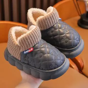 Детские водонепроницаемые хлопковые туфли с бархатной подкладкой - нескользящий дизайн с изображением мультяшного кролика для мальчиков и девочек Size 26/27, Inner Length 16.5cm