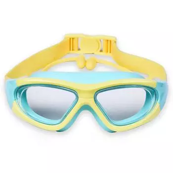 Детские водонепроницаемые и противотуманные очки для плавания с большой оправой, удобные очки с силиконовым соединением, беруши Other