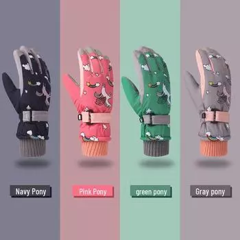 Детские водонепроницаемые зимние лыжные перчатки — теплые и прочные для игр на снегу L темно-синий