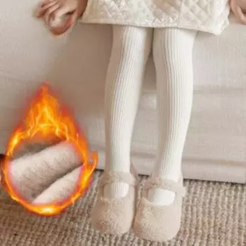 Детские вязаные однотонные удобные дышащие термолеггинсы для девочек плюс термоколготки с бархатной подкладкой, зима и осень S