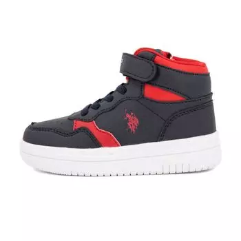 Детские высокие кеды US POLO серого и красного цвета 31 темно-синий