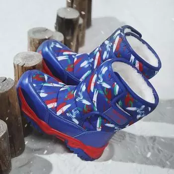 «Детские высокие зимние ботинки 2024 года»: Теплые хлопковые ботинки для мальчиков из толстого бархата на зиму. 33