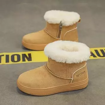 Детские высокие зимние ботинки унисекс, утолщенный бархат, стильные и теплые, подходят для ношения в любое время года 33 чёрный