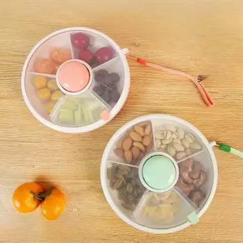 Детские закуски можно принести в дом с крышкой. Вращающийся поднос для фруктов. Коробка для закусок. Герметичный ящик для хранения подносов для сухих фруктов с крышкой. Влагостойкая крышка. 18*4.5 зелёный