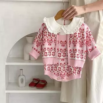 Детские жаккардовые комбинезоны для девочек, детские комбинезоны с длинными рукавами и застежкой-молнией, милые комплекты одежды для девочек ясельного возраста bafanou 86167 66cm(3-6M) розовый