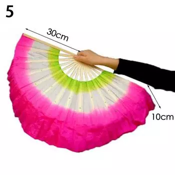 Детские женские танцовщицы, длинные веера из искусственного шелка, вееры для танца живота, длинные шелковые вееры, шелковые вееры 5