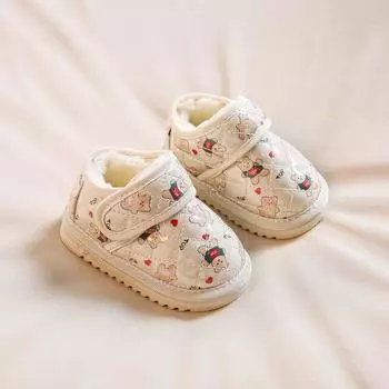 Детские зимние ботинки детская обувь обувь для малышей мягкая подошва мужская и женская детская флисовая утолщенная теплая хлопковая обувь детская зимняя обувь 17 бежевый