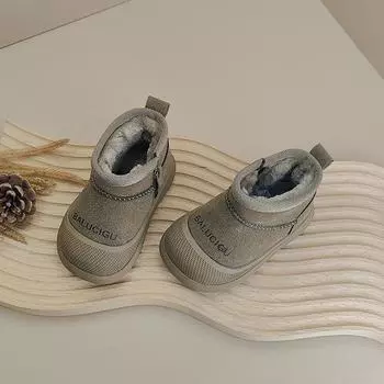 Детские зимние ботинки детские бархатные хлопковые детские хлопковые ботинки для мальчиков и девочек теплые зимние новые ботинки Factory order price 15-19 whole piece (120 pairs) чёрный