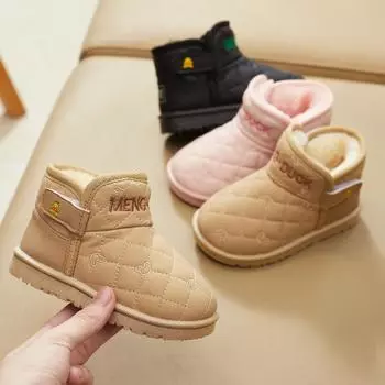 Детские зимние ботинки детские хлопковые бархатные мягкие подошвы с мягкой поверхностью утолщенные мальчики и девочки хлопковая обувь производители оптом 23 чёрный