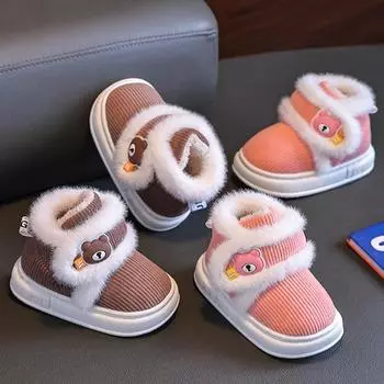 Детские зимние ботинки для девочек и мальчиков, детская зимняя обувь, детские уличные теплые плюшевые ботинки, ветрозащитные водонепроницаемые детские ботинки с хлопковой подкладкой 22-23 серый