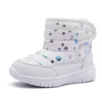 Детские зимние ботинки для мальчиков и девочек, милые теплые толстые меховые детские зимние ботинки, нескользящие, мягкие, легкие, новинка 2024 года, модные ботинки 21 белый