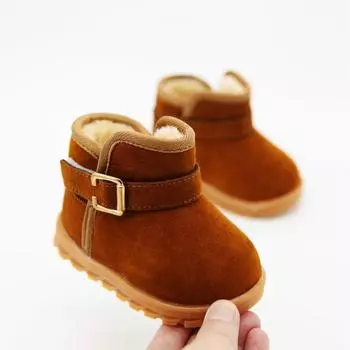 Детские зимние ботинки Хлопковая обувь Зимние мягкие подошвы Теплые с флисом Утолщенные ботильоны Водонепроницаемые нескользящие флисовые ботинки Хлопковые ботинки 19 чёрный