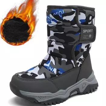 Детские зимние ботинки, модные, на липучках, удобные, на толстой подошве, с плюшевой изоляцией, детские зимние ботинки, высокие, из хлопка 28 розы красного